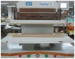 Industrial Hot Press used in technical outerwear manufacturing